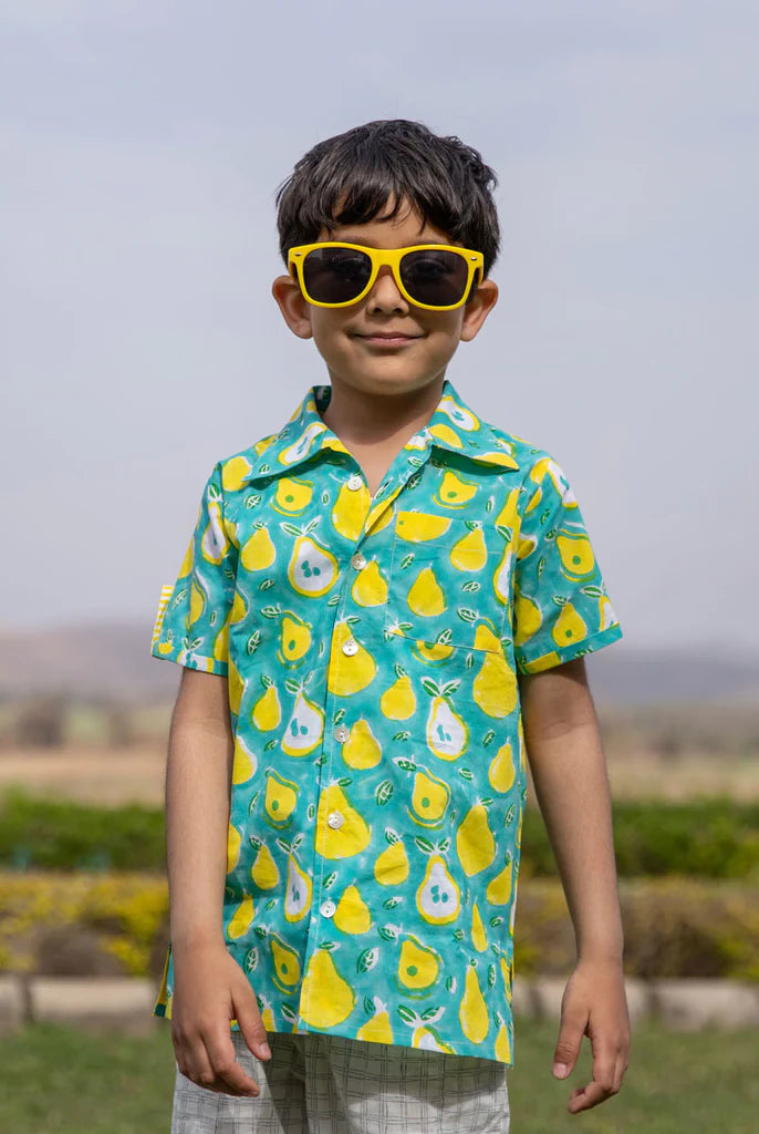 Green Pear Organic Cotton Shirt - Nimbu Kids