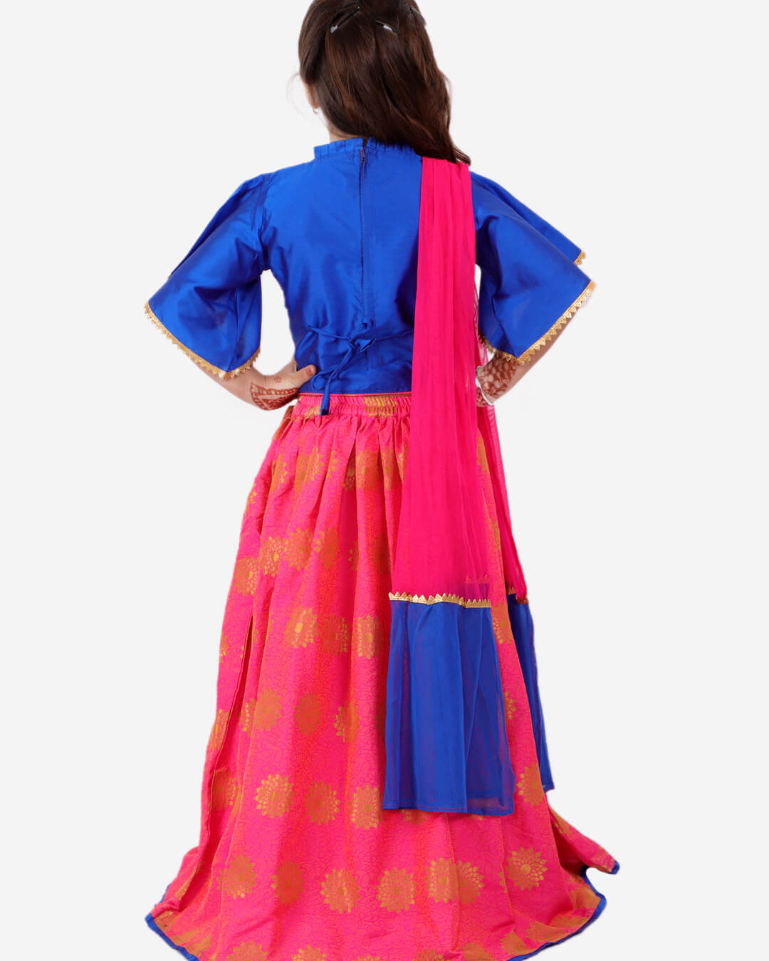 Stunning Jacquard Lehenga with Kimono sleeves - Nimbu Kids