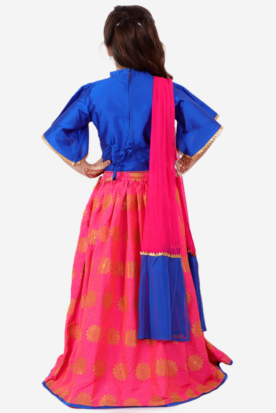 Stunning Jacquard Lehenga with Kimono sleeves - Nimbu Kids