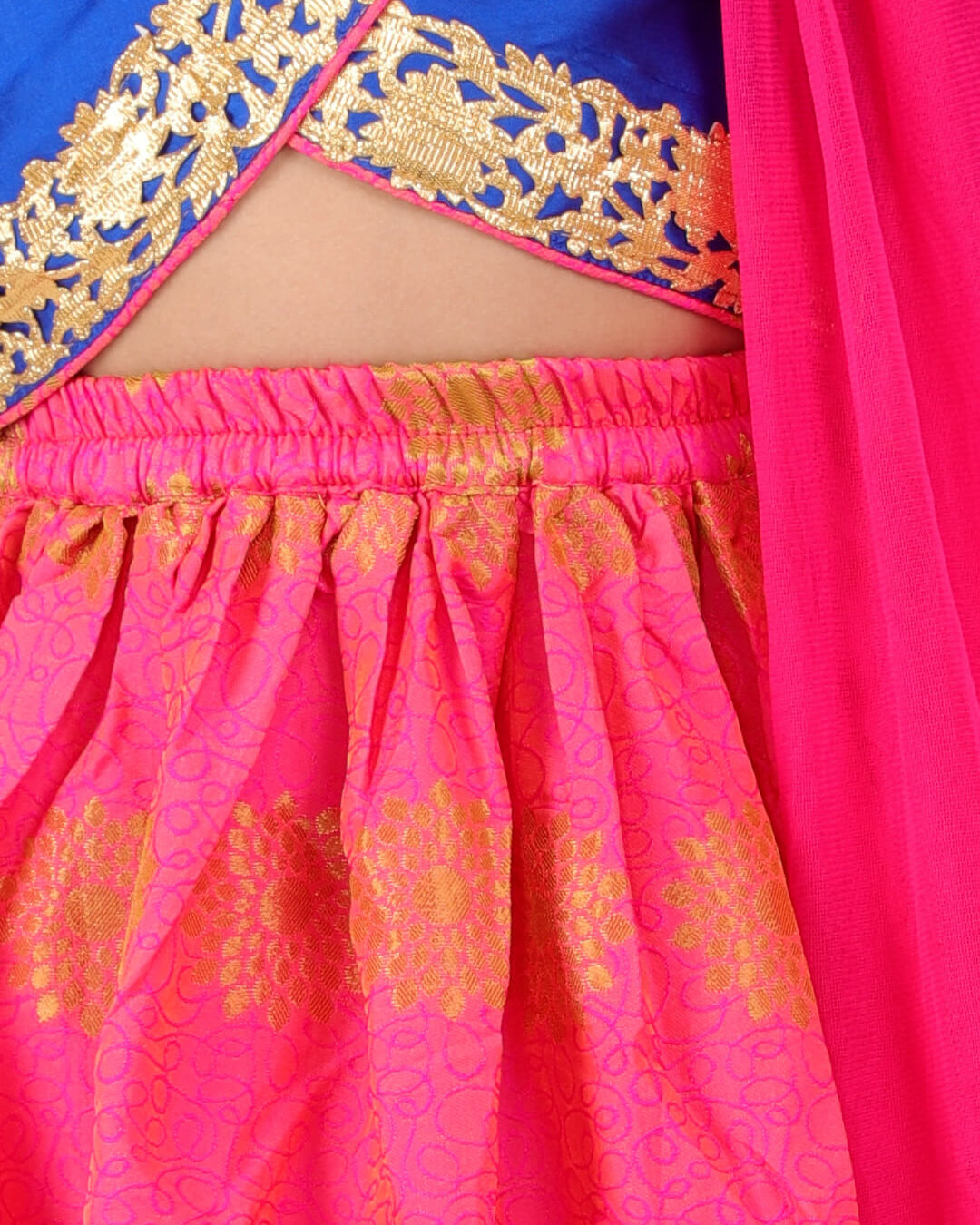 Stunning Jacquard Lehenga with Kimono sleeves - Nimbu Kids