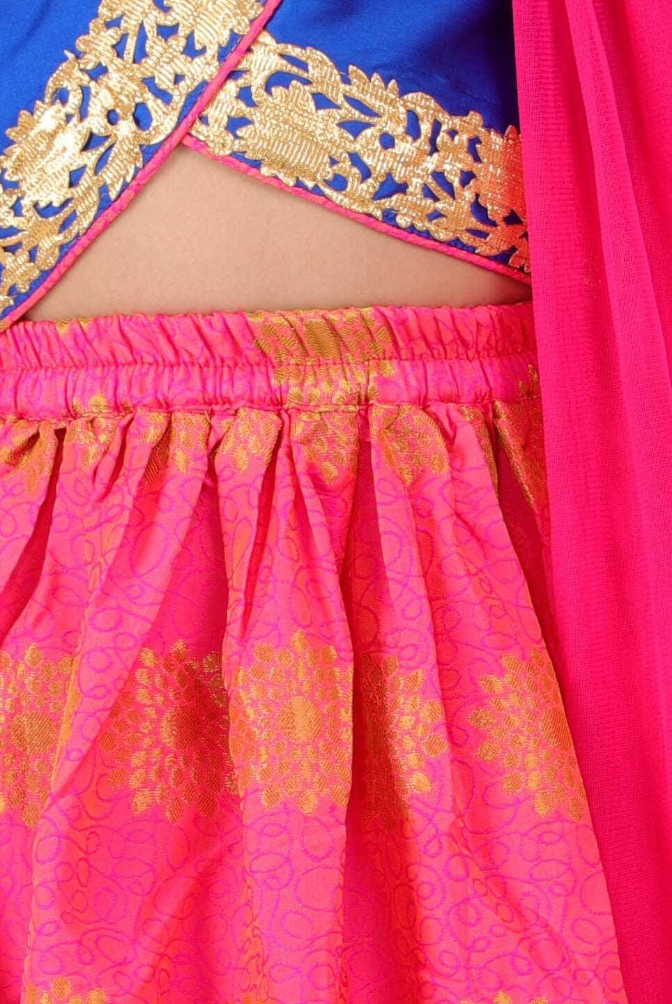 Stunning Jacquard Lehenga with Kimono sleeves - Nimbu Kids