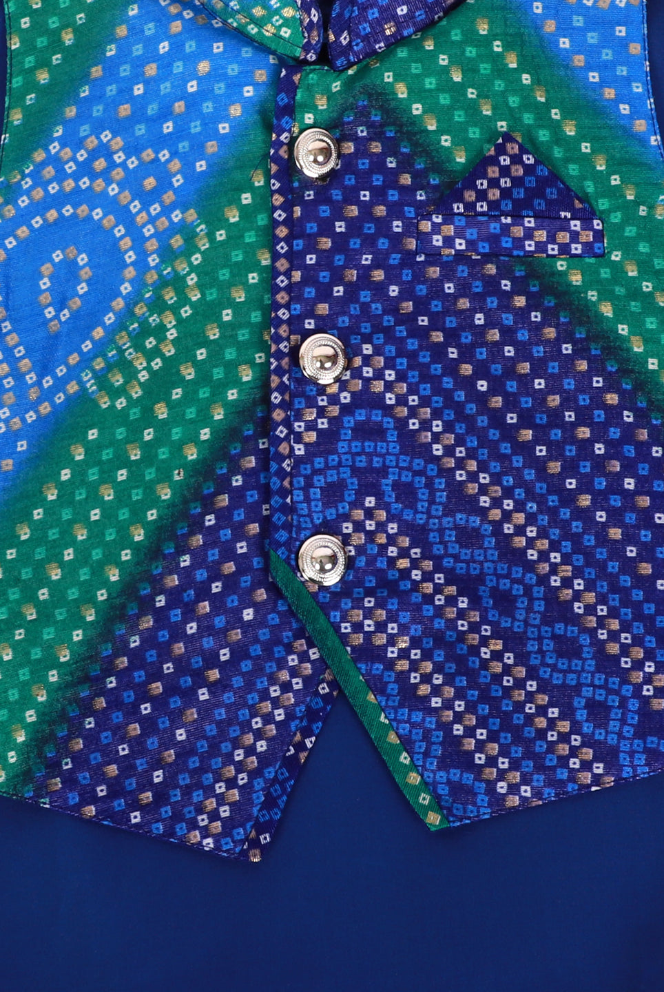 Neelam Silk Kurta Pajama with Bandhani Jacket - Nimbu Kids