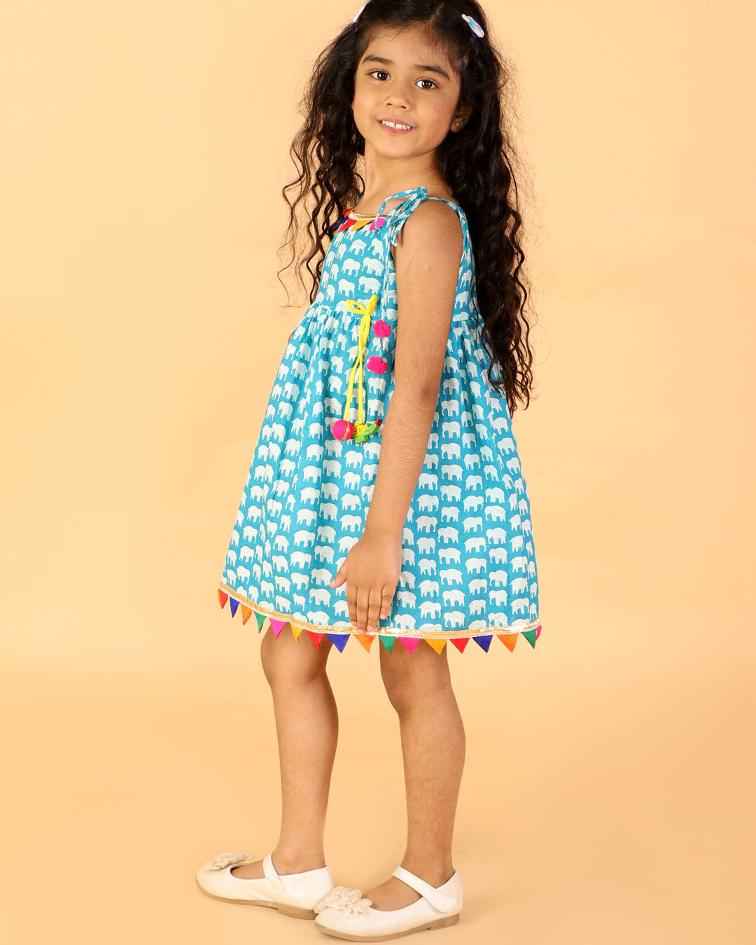 Ellie Frock with Parrot Tassels & Potli Purse - Nimbu Kids