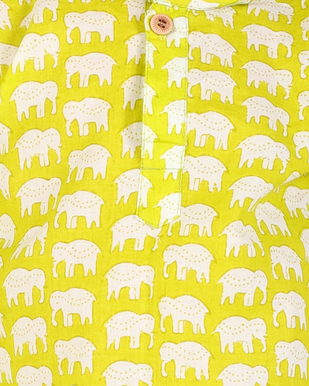 Elephant print Kurta in Lime Green - Nimbu Kids