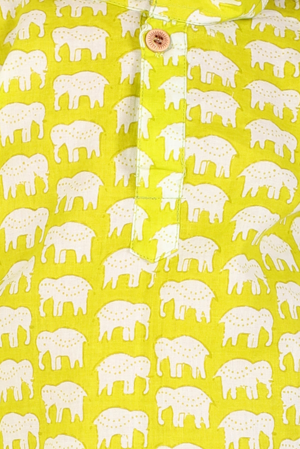 Elephant print Kurta in Lime Green - Nimbu Kids