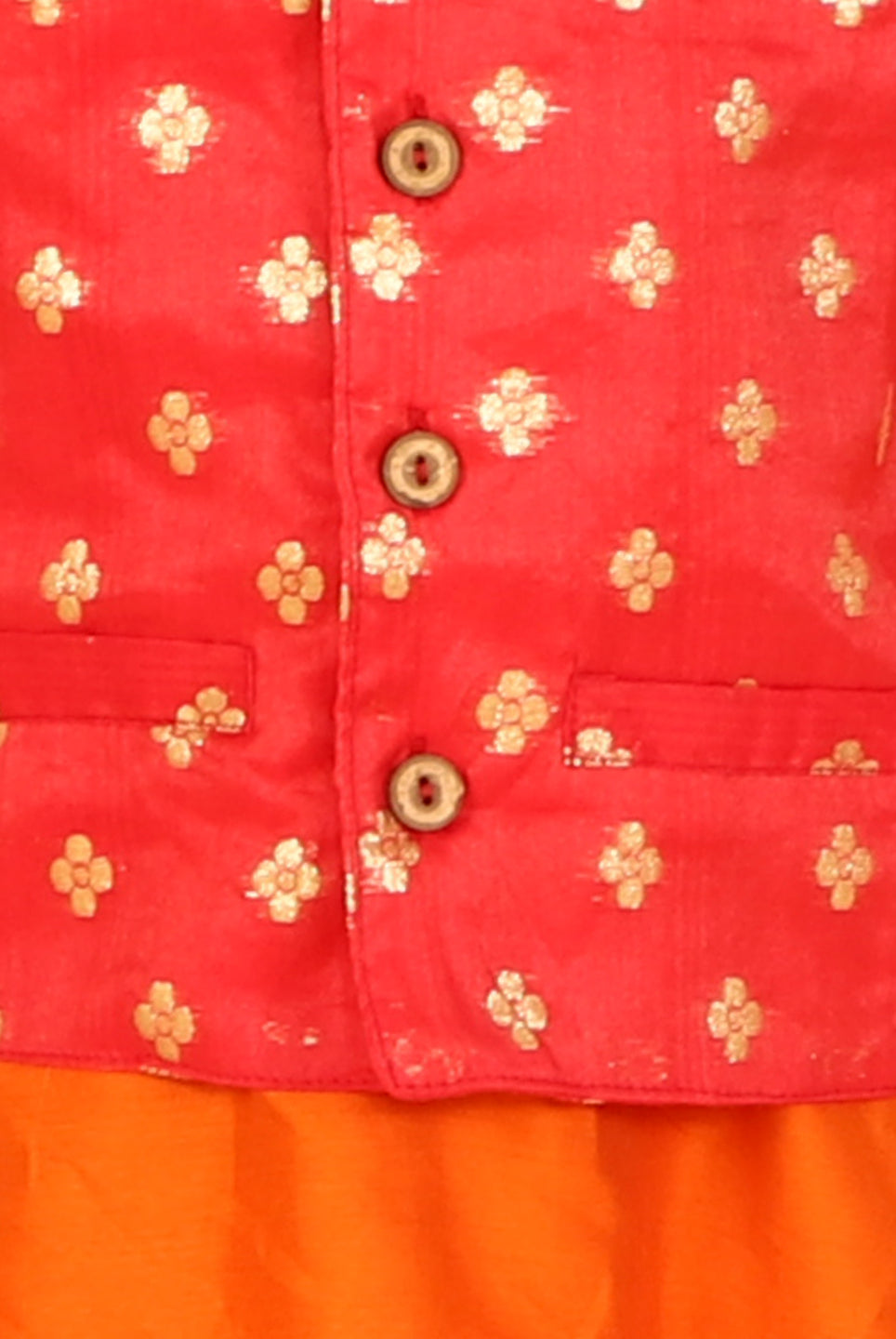 Dev Silk Kurta Pajama with Golden Zari Jacket - Nimbu Kids