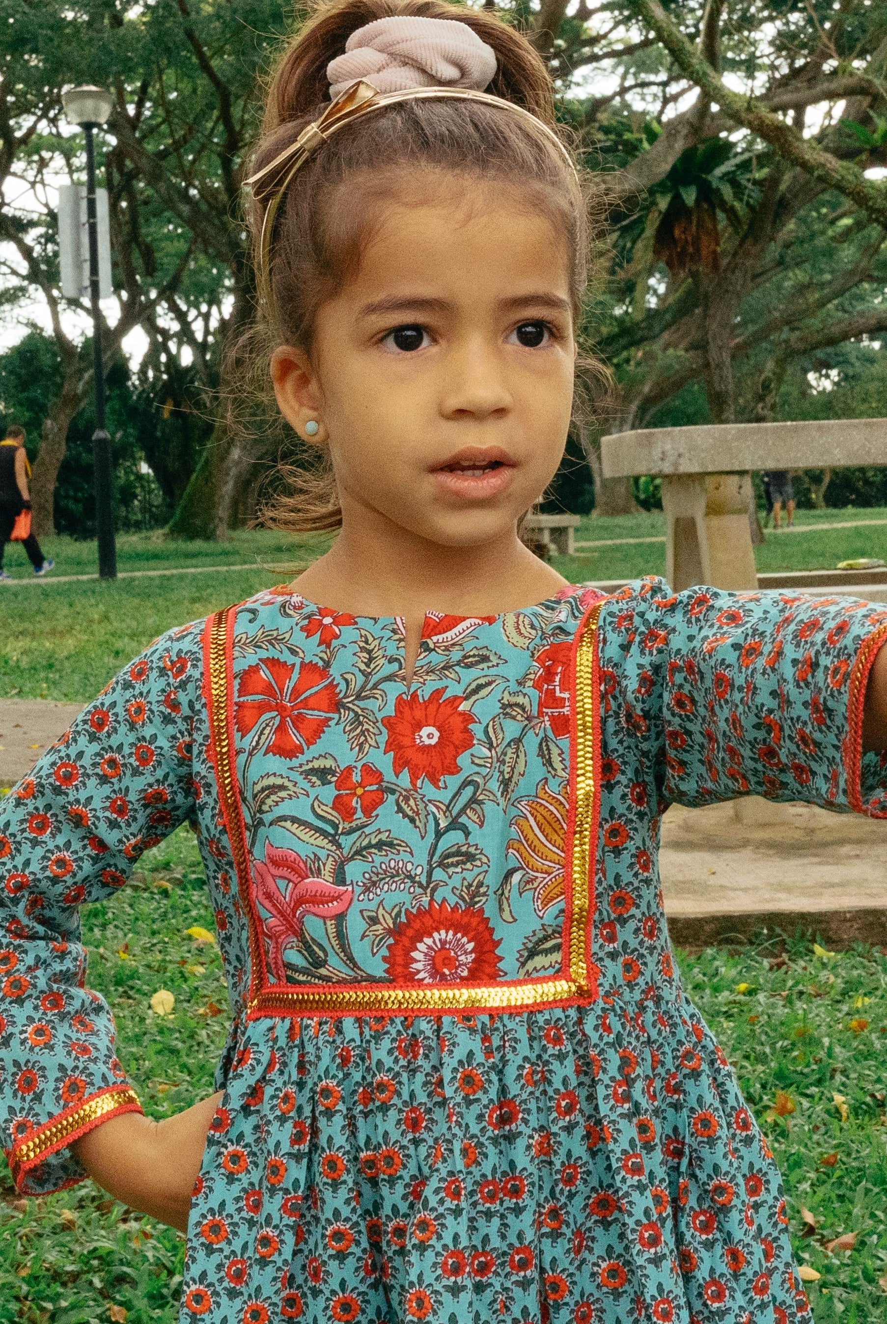 Girl-boss Blue Maroon Anarkali with Contrasting comfy leggings - Nimbu Kids