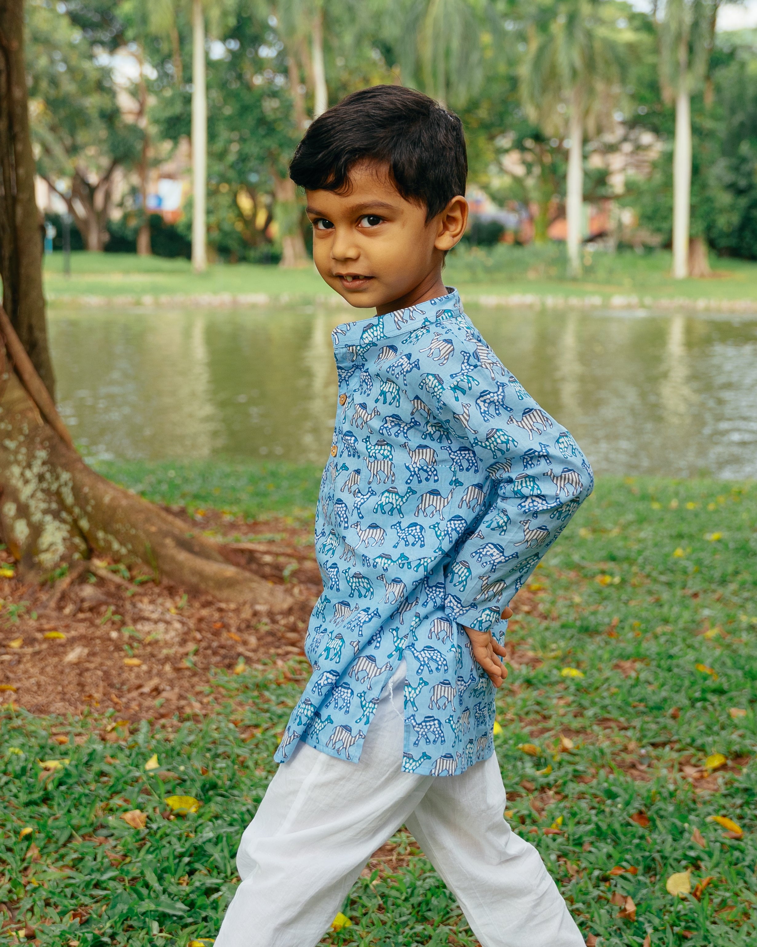 Blue Camel Kurta Set - Nimbu Kids