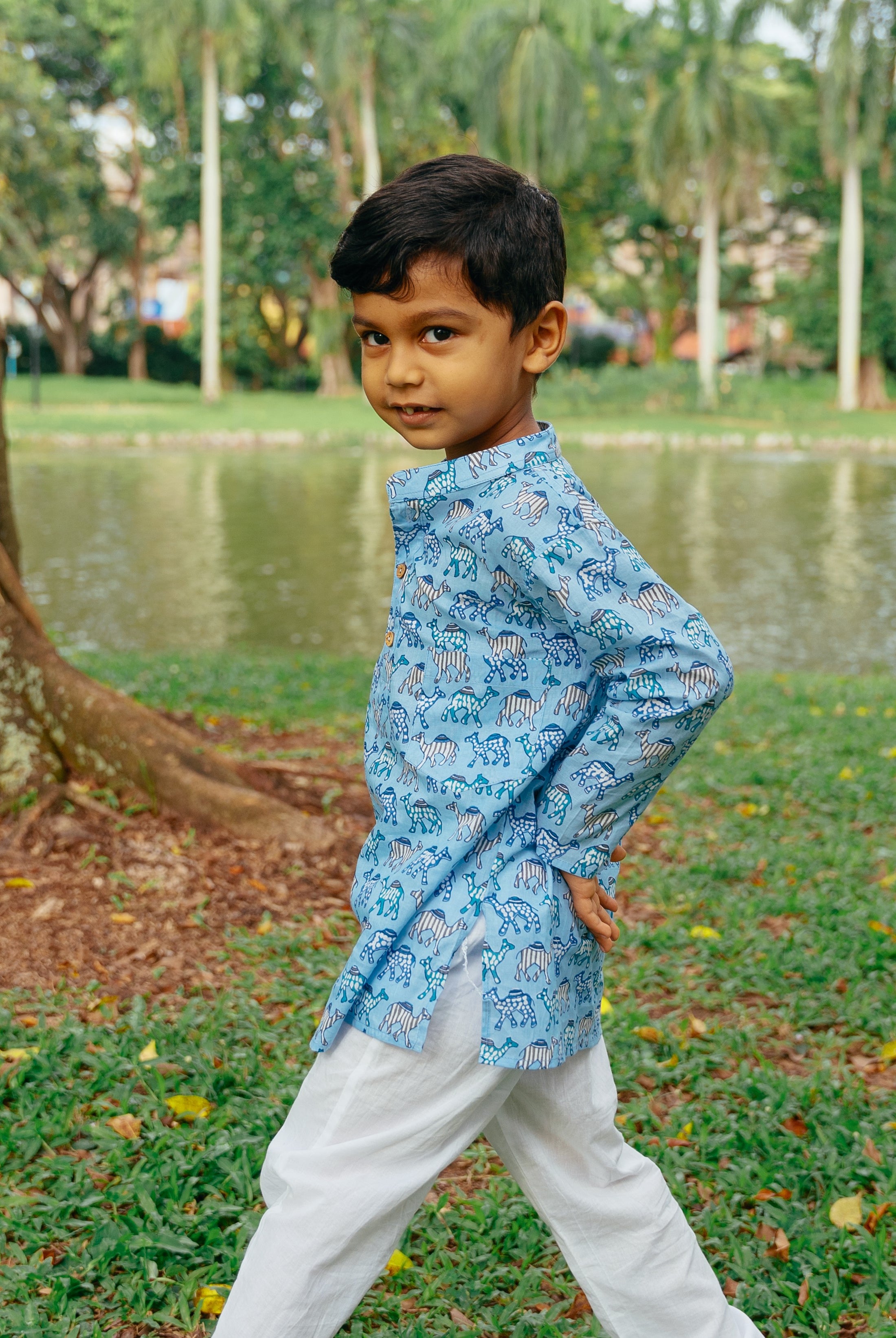 Blue Camel Kurta Set - Nimbu Kids