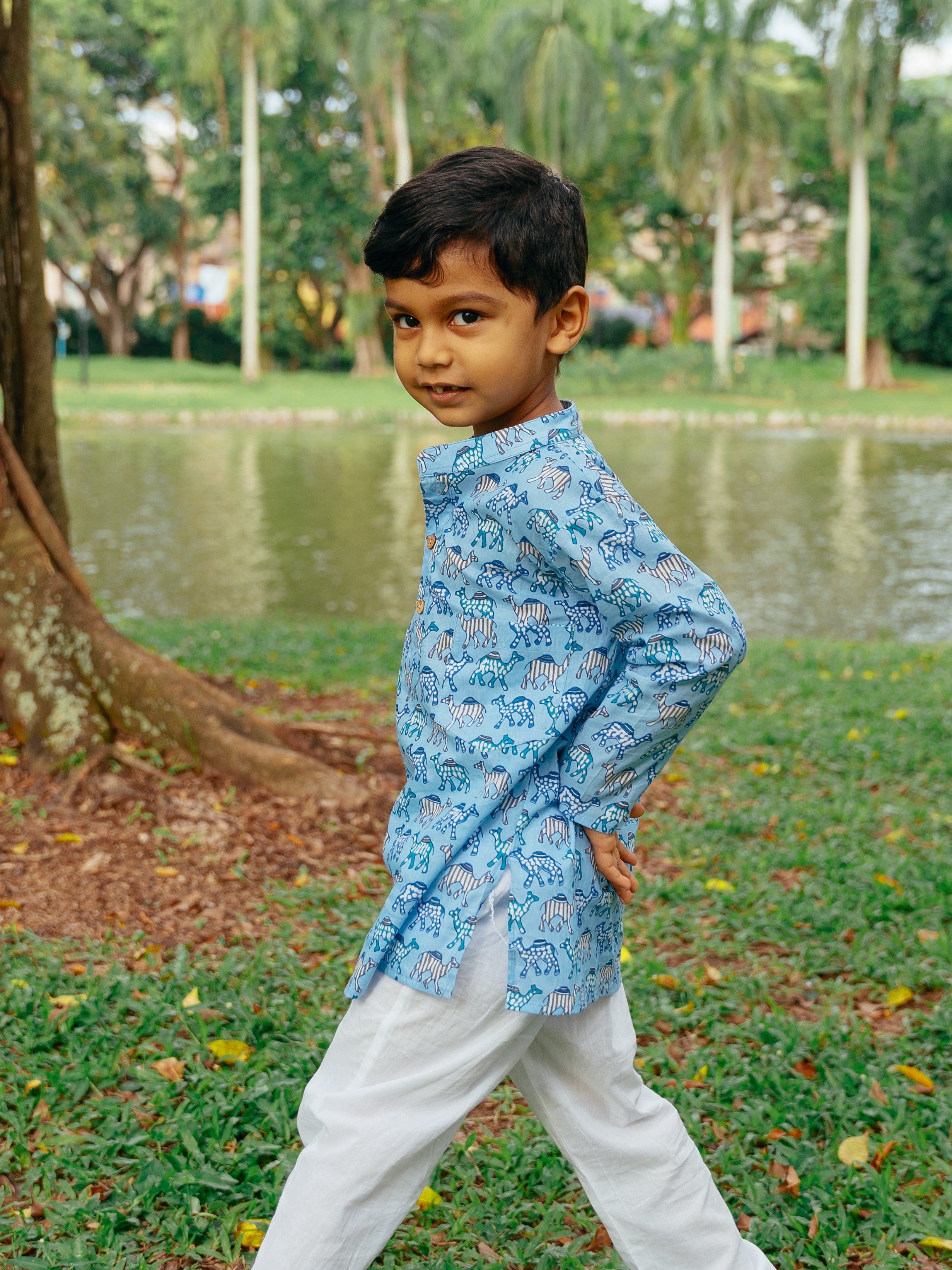 Blue Camel Kurta Set - Nimbu Kids