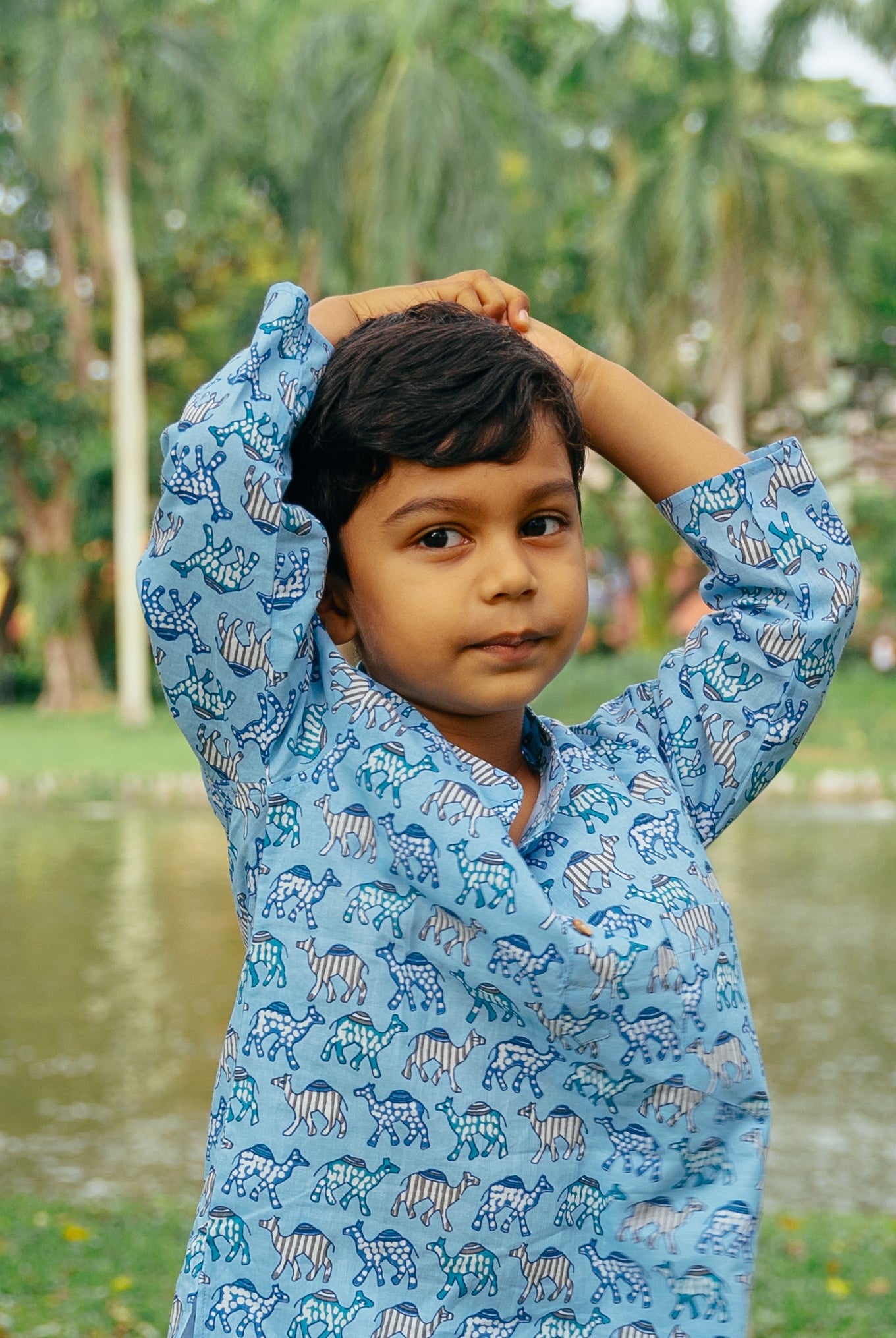 Blue Camel Kurta Set - Nimbu Kids