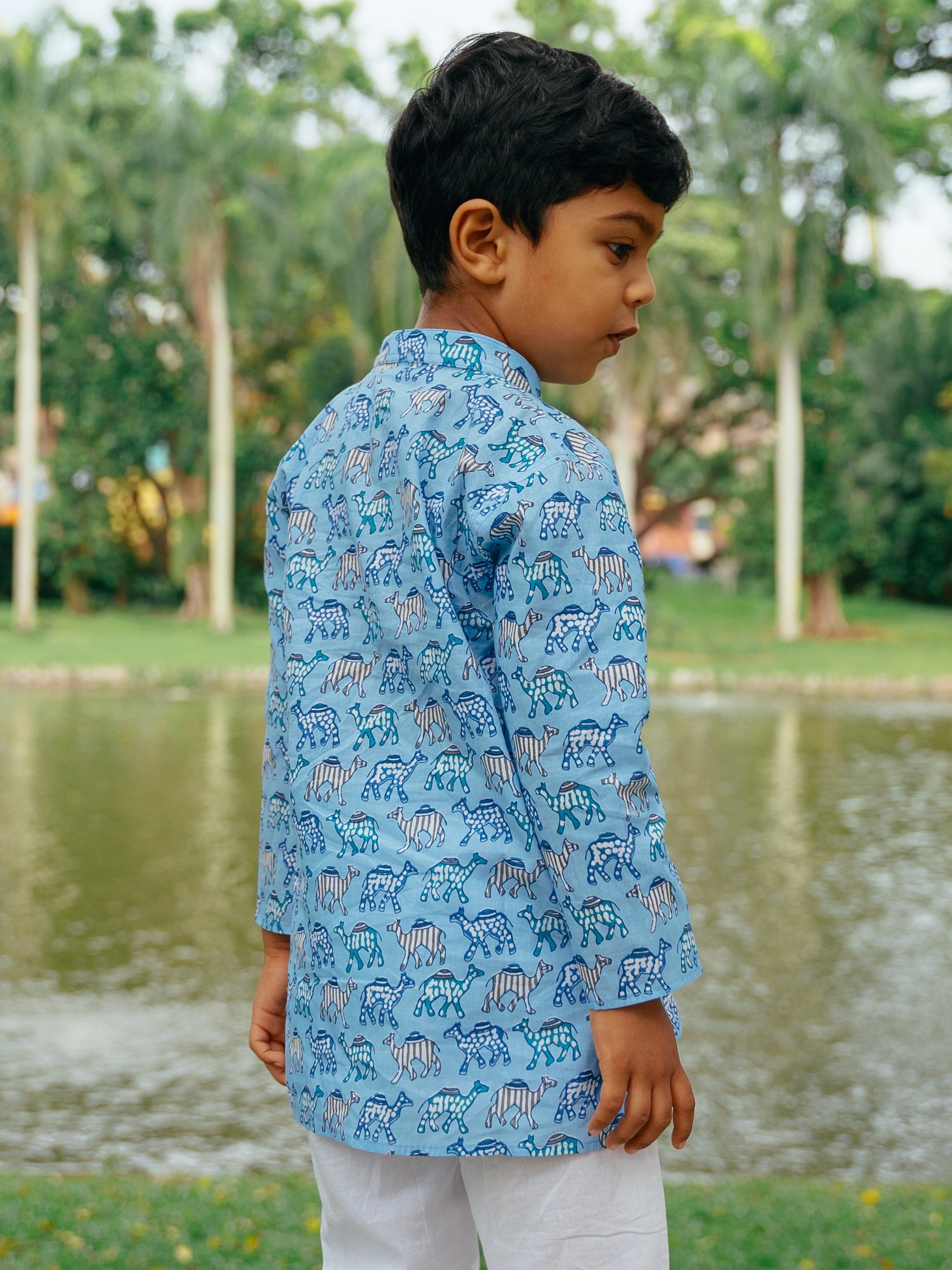 Blue Camel Kurta Set - Nimbu Kids