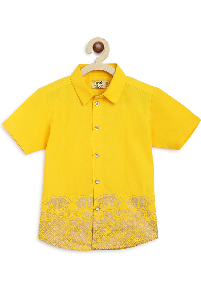 Classic Gold Panel Shirt in Yellow - Nimbu Kids