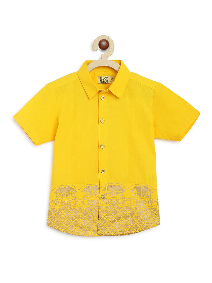 Classic Gold Panel Shirt in Yellow - Nimbu Kids