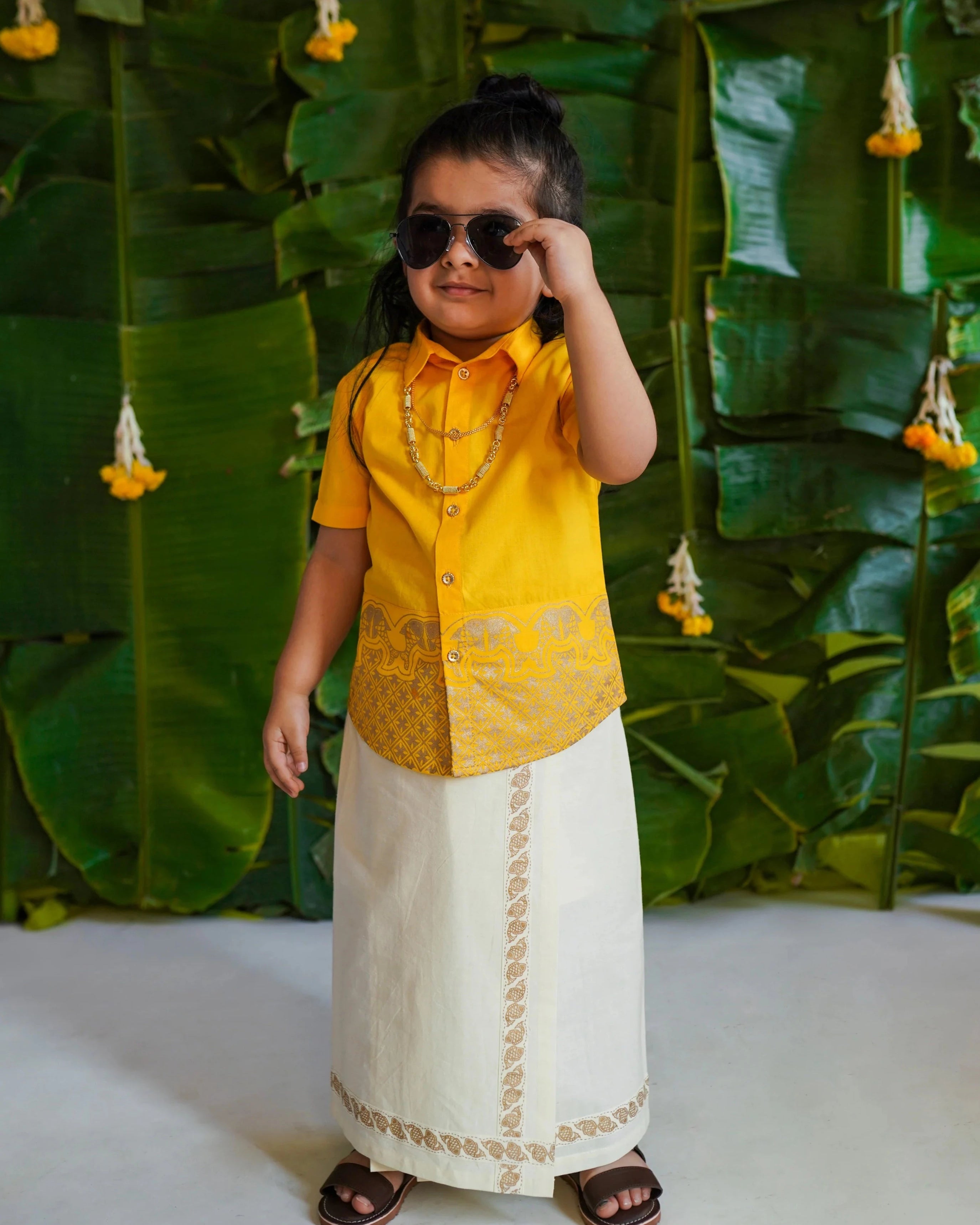 Classic Gold Panel Shirt in Yellow - Nimbu Kids