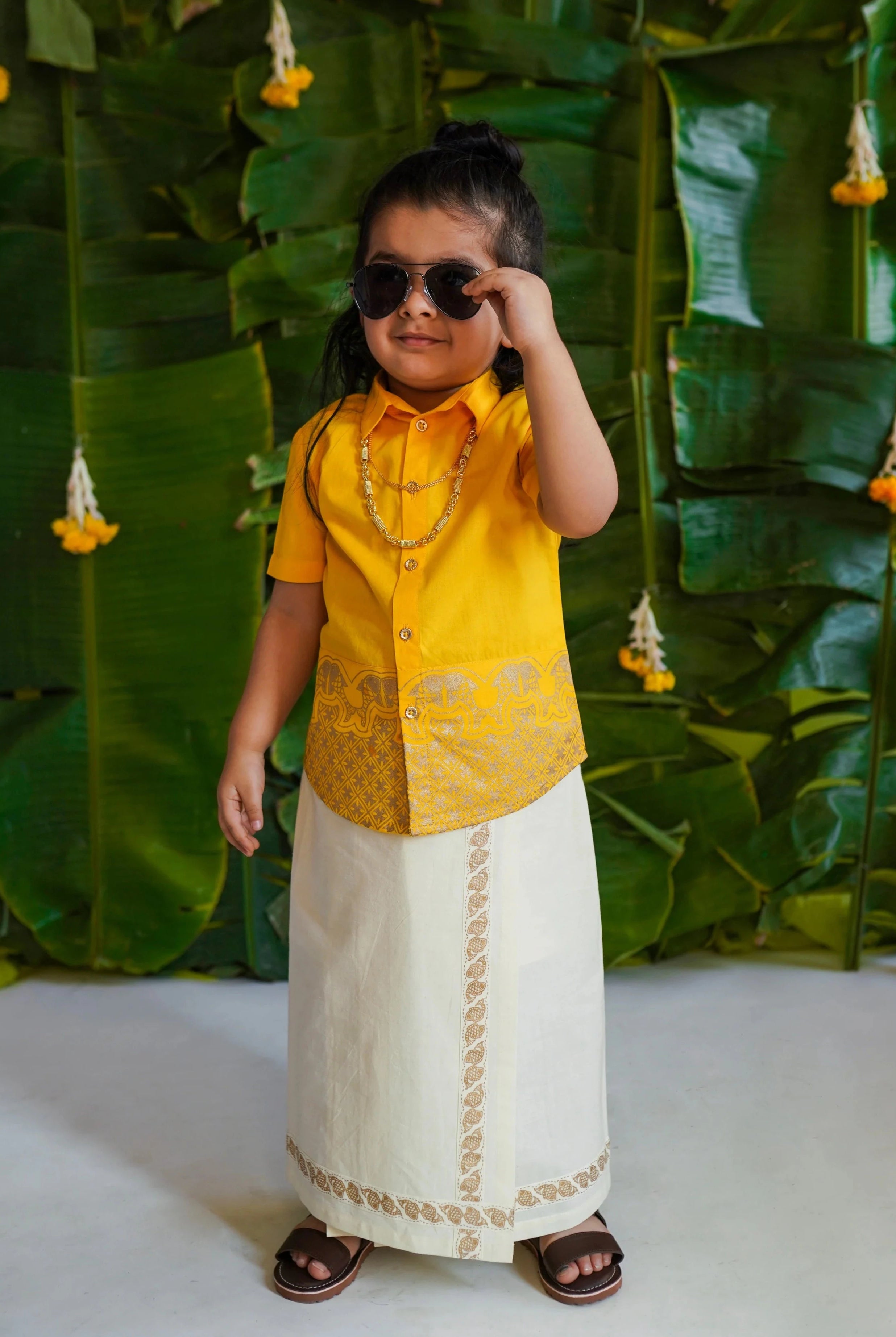 Classic Gold Panel Shirt in Yellow - Nimbu Kids