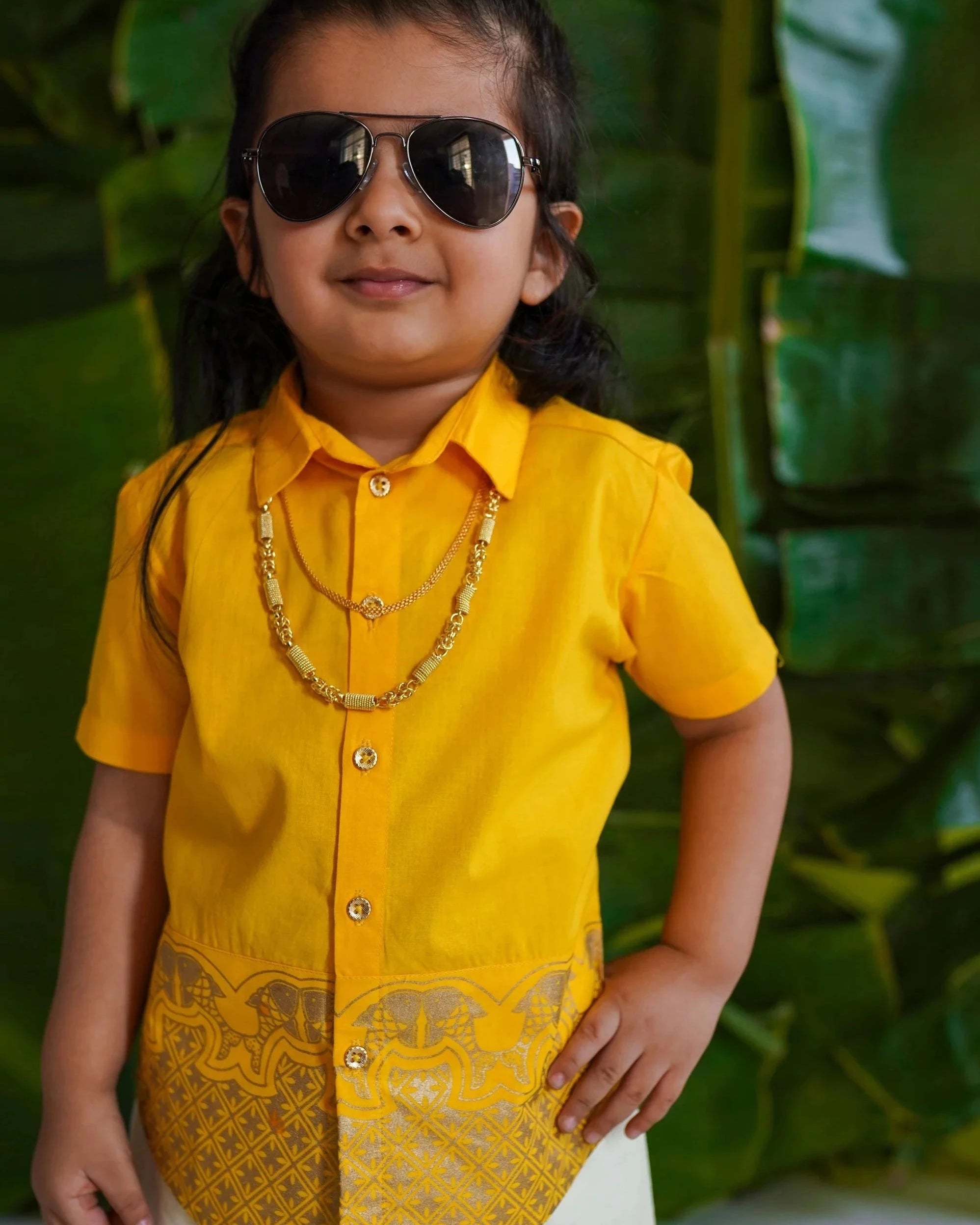 Classic Gold Panel Shirt in Yellow - Nimbu Kids