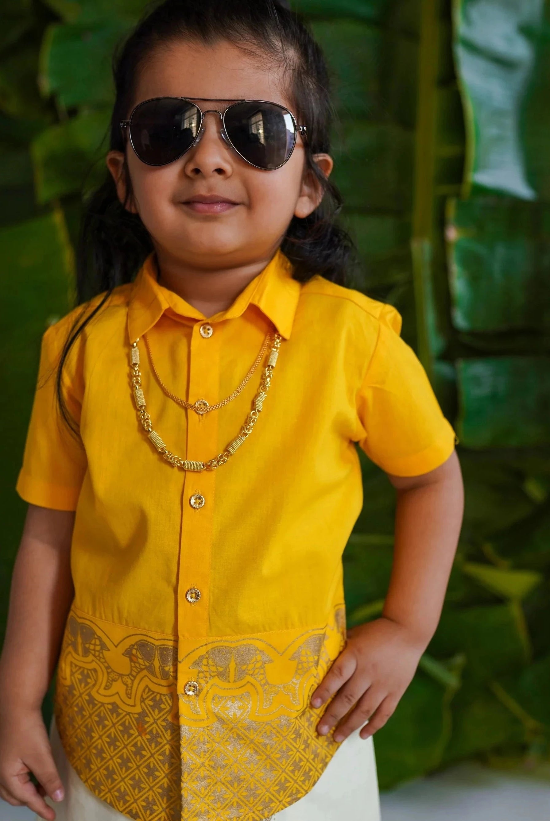 Classic Gold Panel Shirt in Yellow - Nimbu Kids