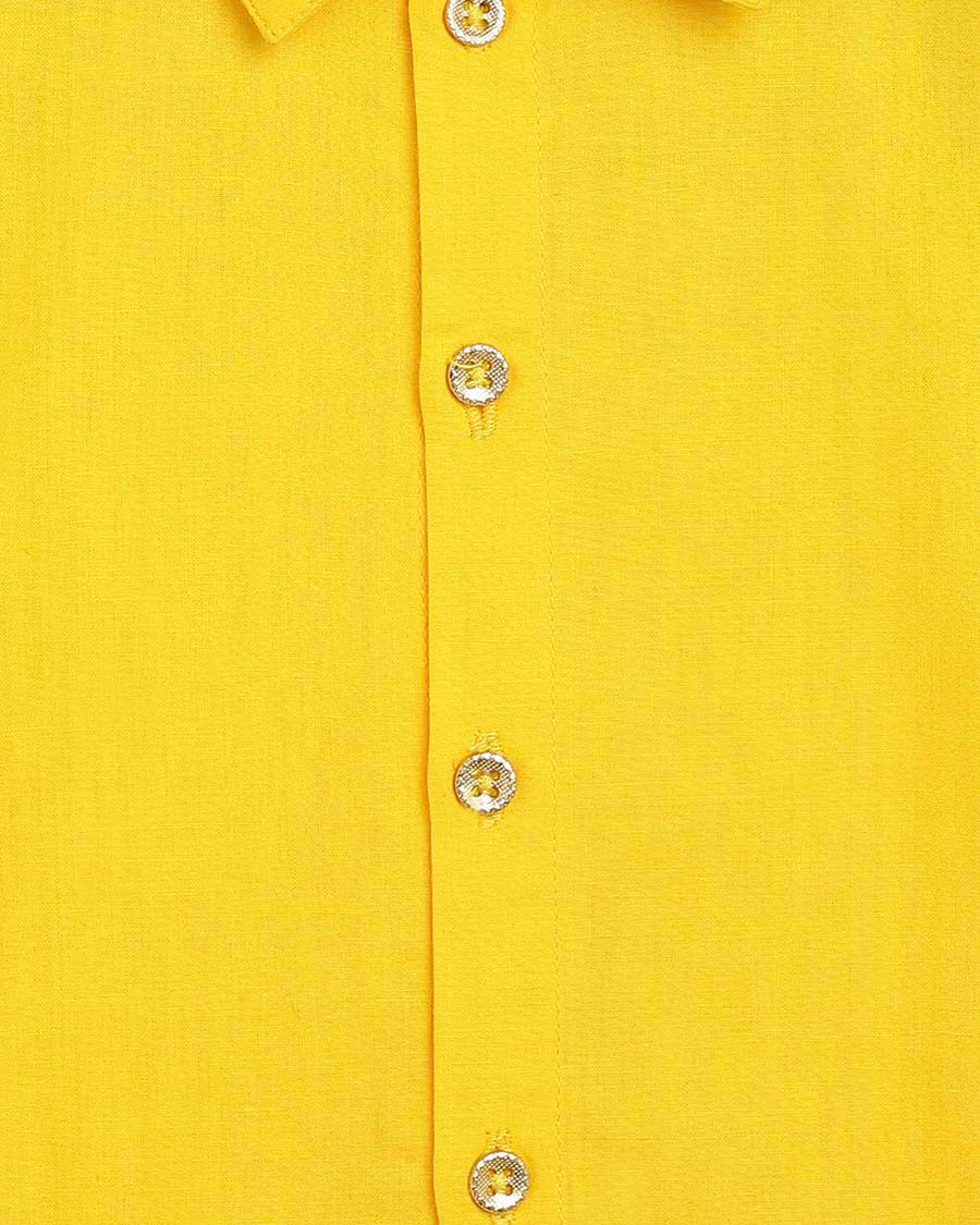 Classic Gold Panel Shirt in Yellow - Nimbu Kids