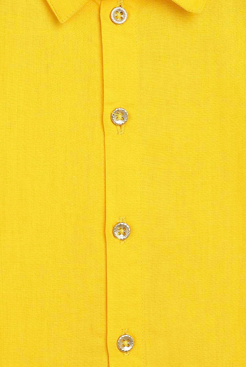 Classic Gold Panel Shirt in Yellow - Nimbu Kids