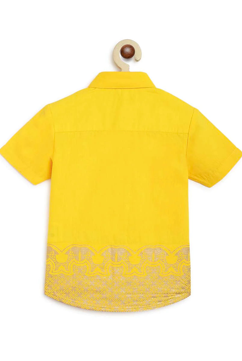 Classic Gold Panel Shirt in Yellow - Nimbu Kids
