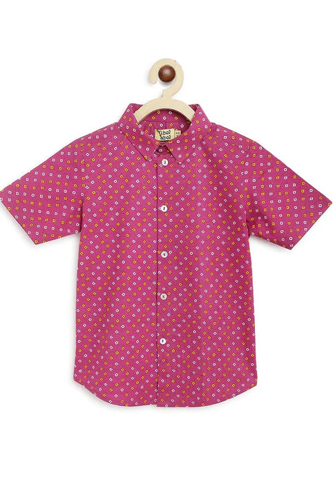 Traditional Bandhani Shirt in Purple - Nimbu Kids