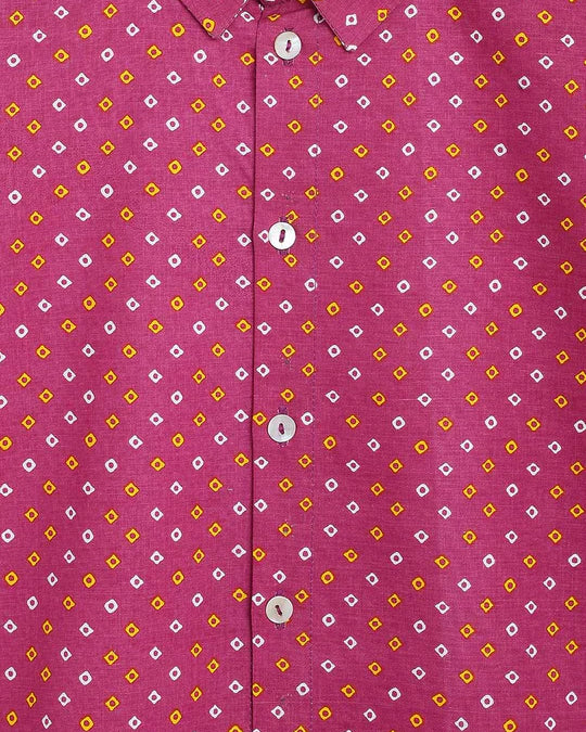 Traditional Bandhani Shirt in Purple - Nimbu Kids