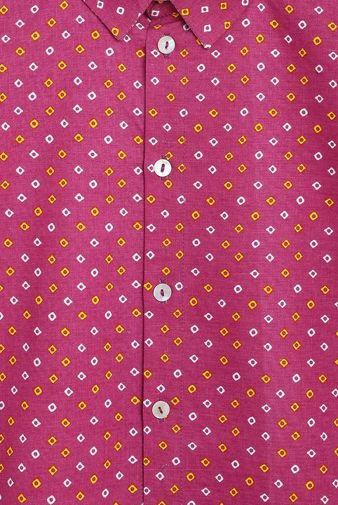 Traditional Bandhani Shirt in Purple - Nimbu Kids