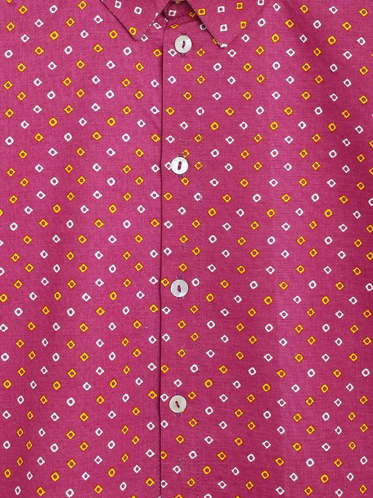 Traditional Bandhani Shirt in Purple - Nimbu Kids