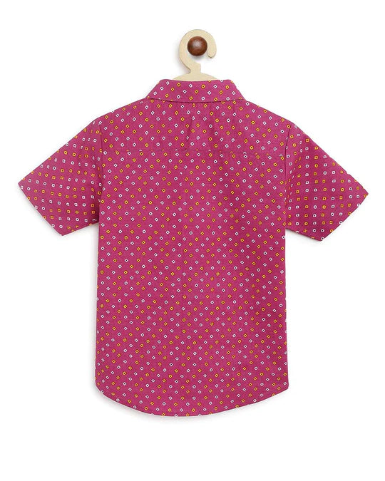 Traditional Bandhani Shirt in Purple - Nimbu Kids