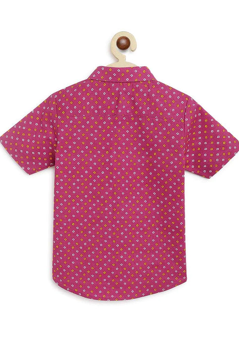Traditional Bandhani Shirt in Purple - Nimbu Kids