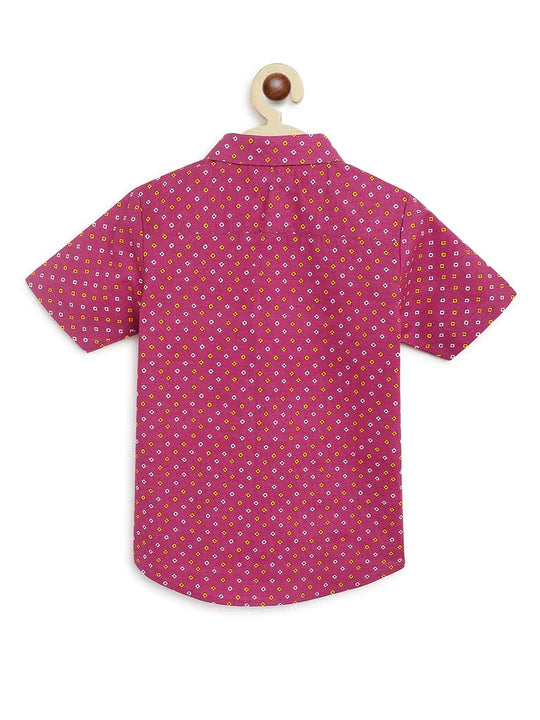 Traditional Bandhani Shirt in Purple - Nimbu Kids