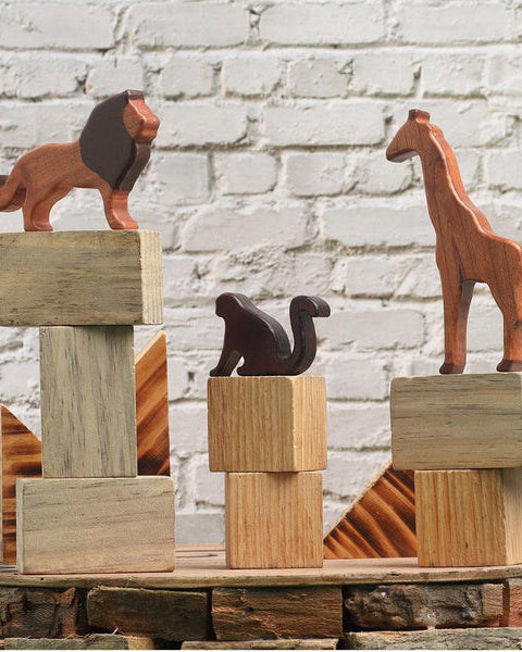 Wooden Wild Animals (Set of 12) - Nimbu Kids