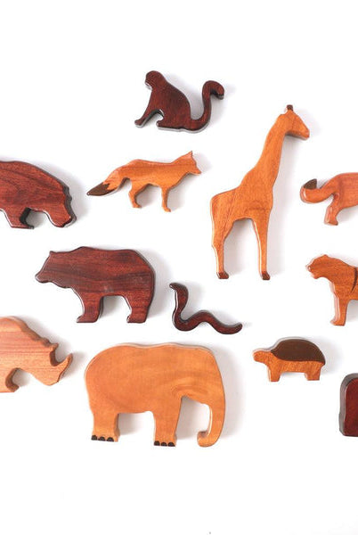 Wooden Wild Animals (Set of 12) - Nimbu Kids