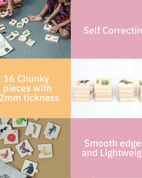 Chunky Wooden Puzzle - Feed the Animals - Nimbu Kids