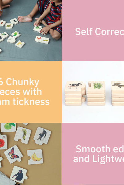 Chunky Wooden Puzzle - Feed the Animals - Nimbu Kids