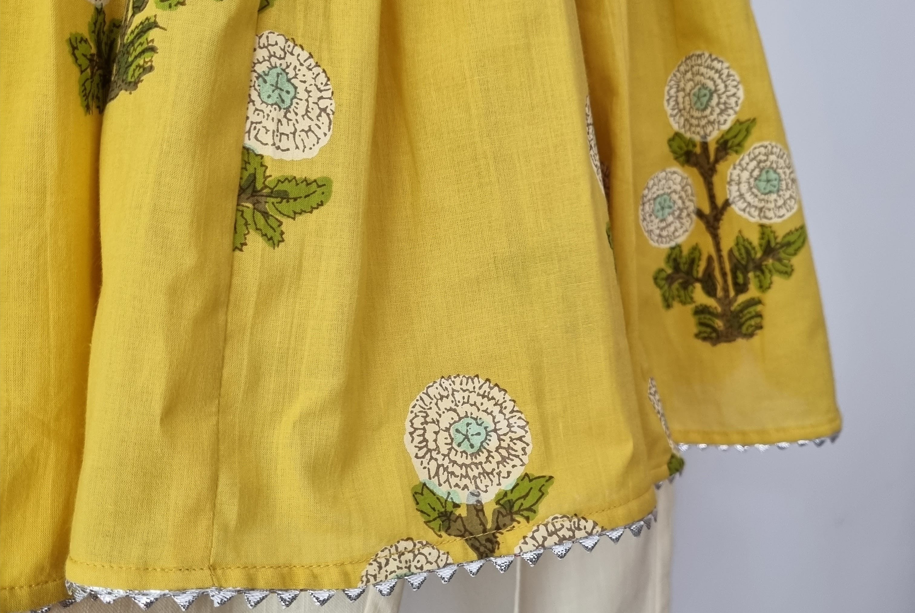 Yellow Floral Anarkali with Matching Salwar - Nimbu Kids