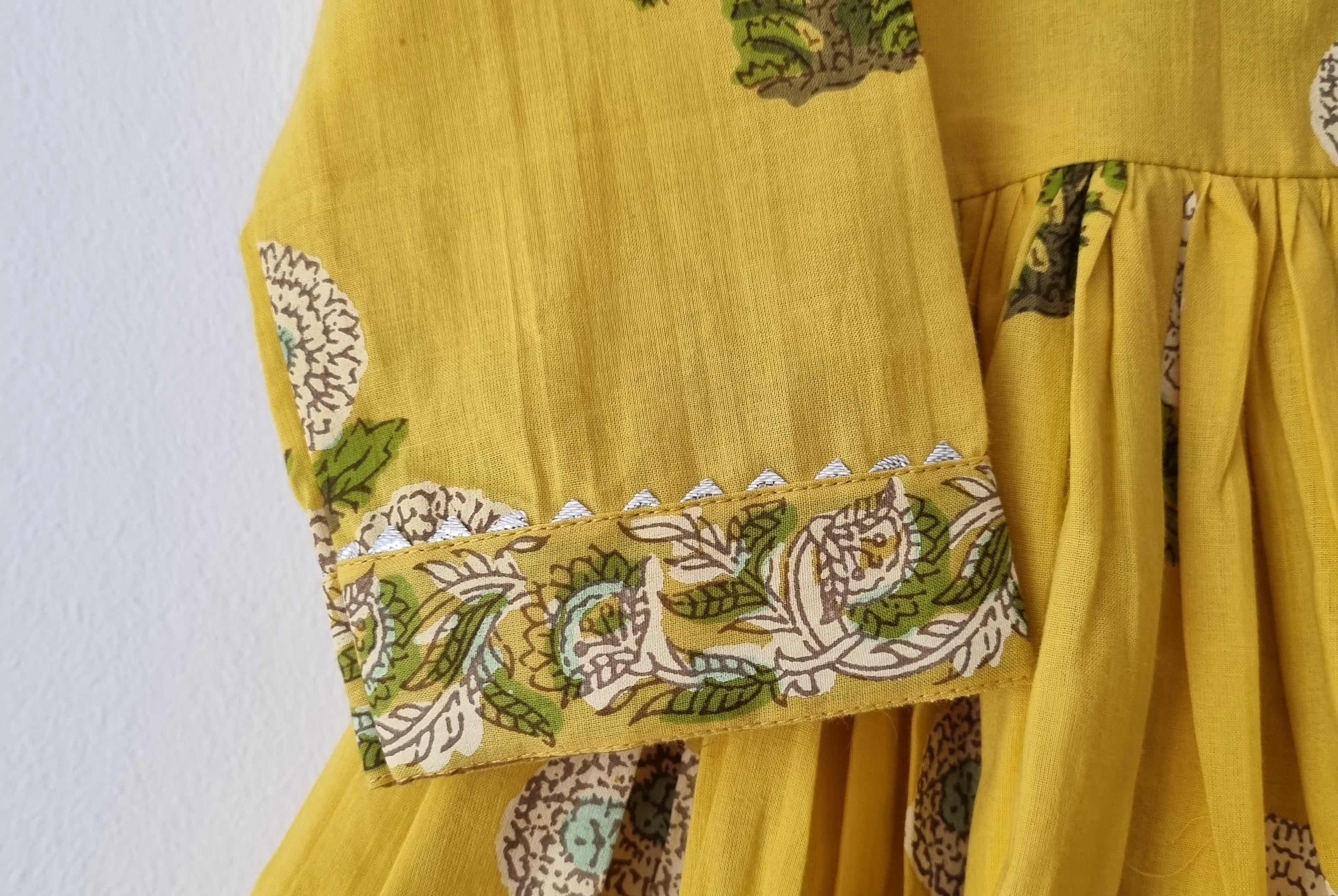 Yellow Floral Anarkali with Matching Salwar - Nimbu Kids