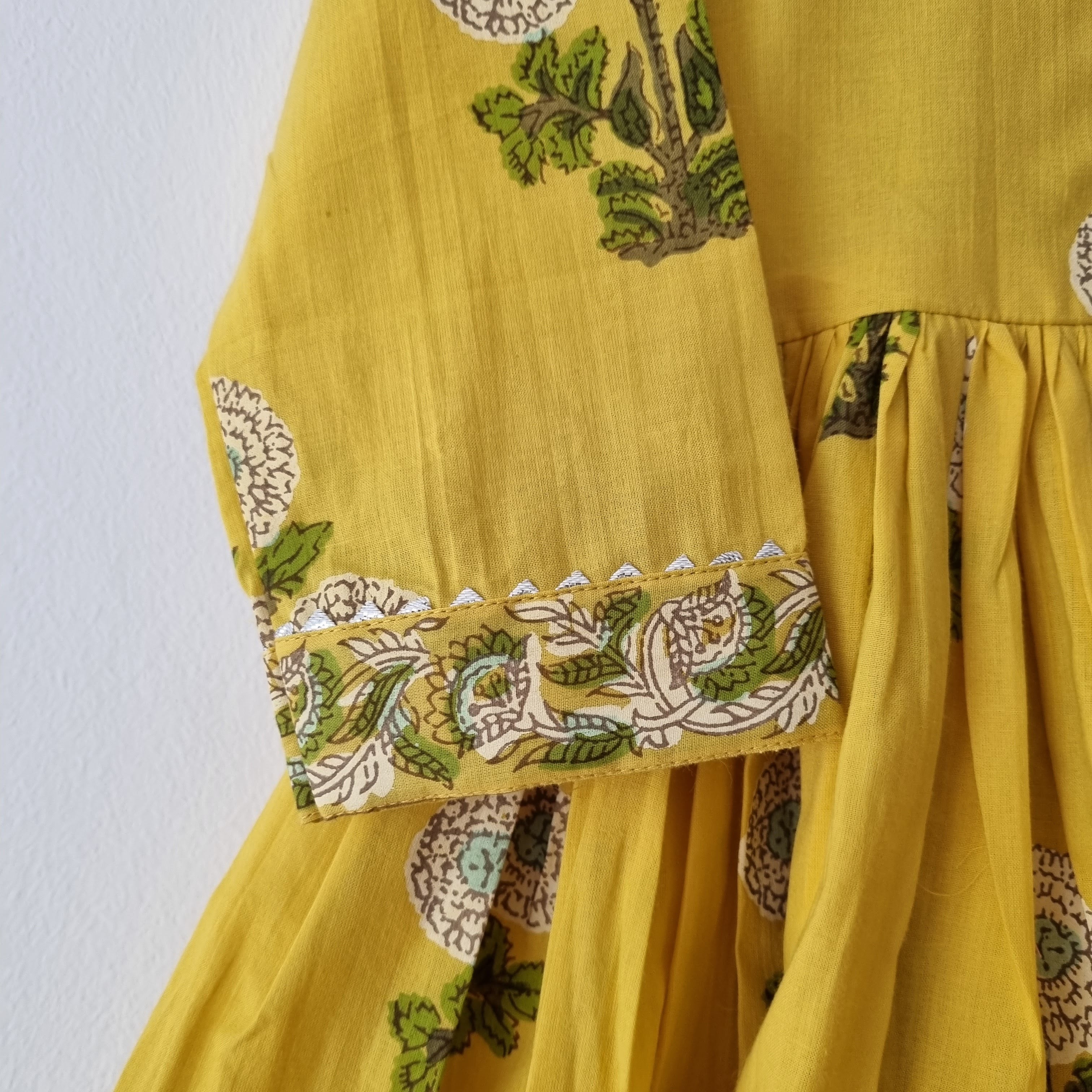 Yellow Floral Anarkali with Matching Salwar - Nimbu Kids
