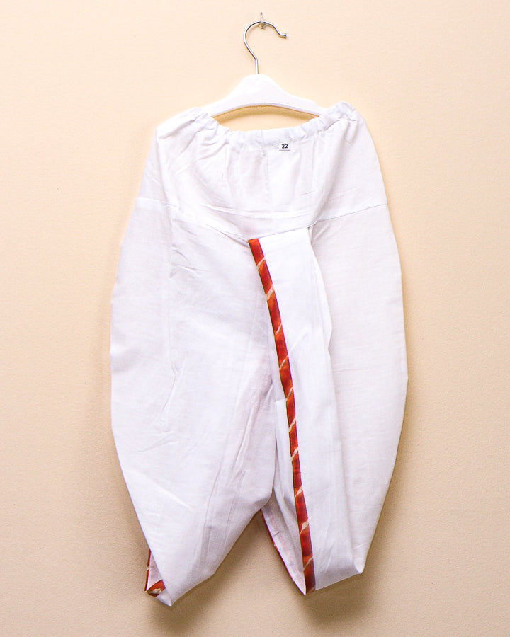 Red Leheriya Stripes Kurta with Dhoti Pants - Nimbu Kids