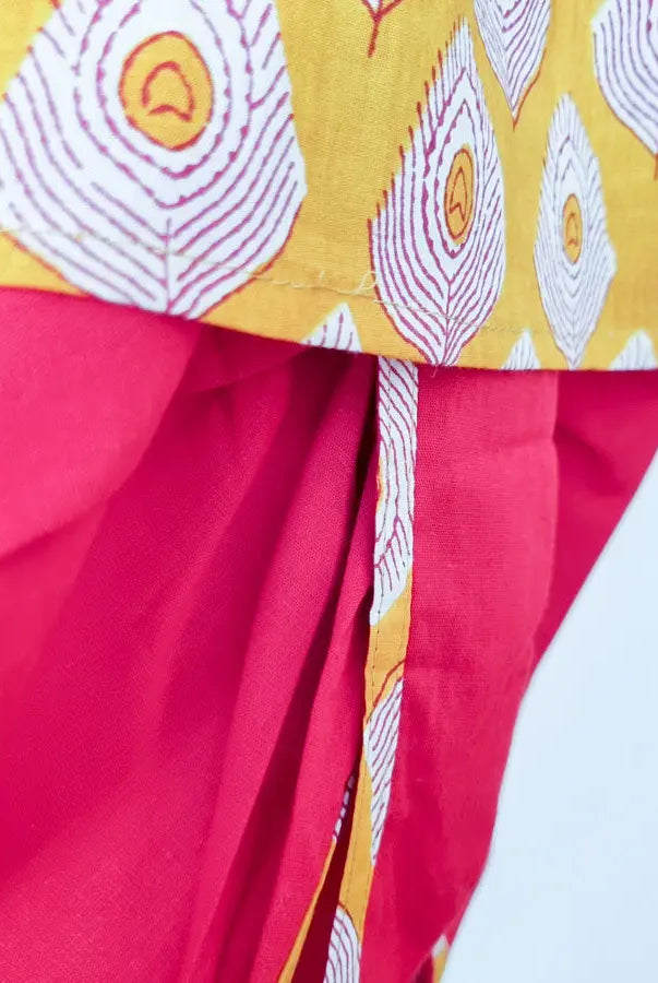 Krishna Style Kurta with Dhoti Pants in Yellow - Nimbu Kids