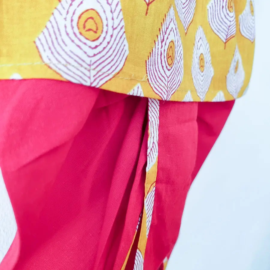 Krishna Style Kurta with Dhoti Pants in Yellow - Nimbu Kids