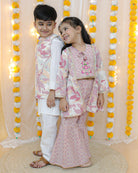 Splash Kurta Pajama Jacket Set in Pink