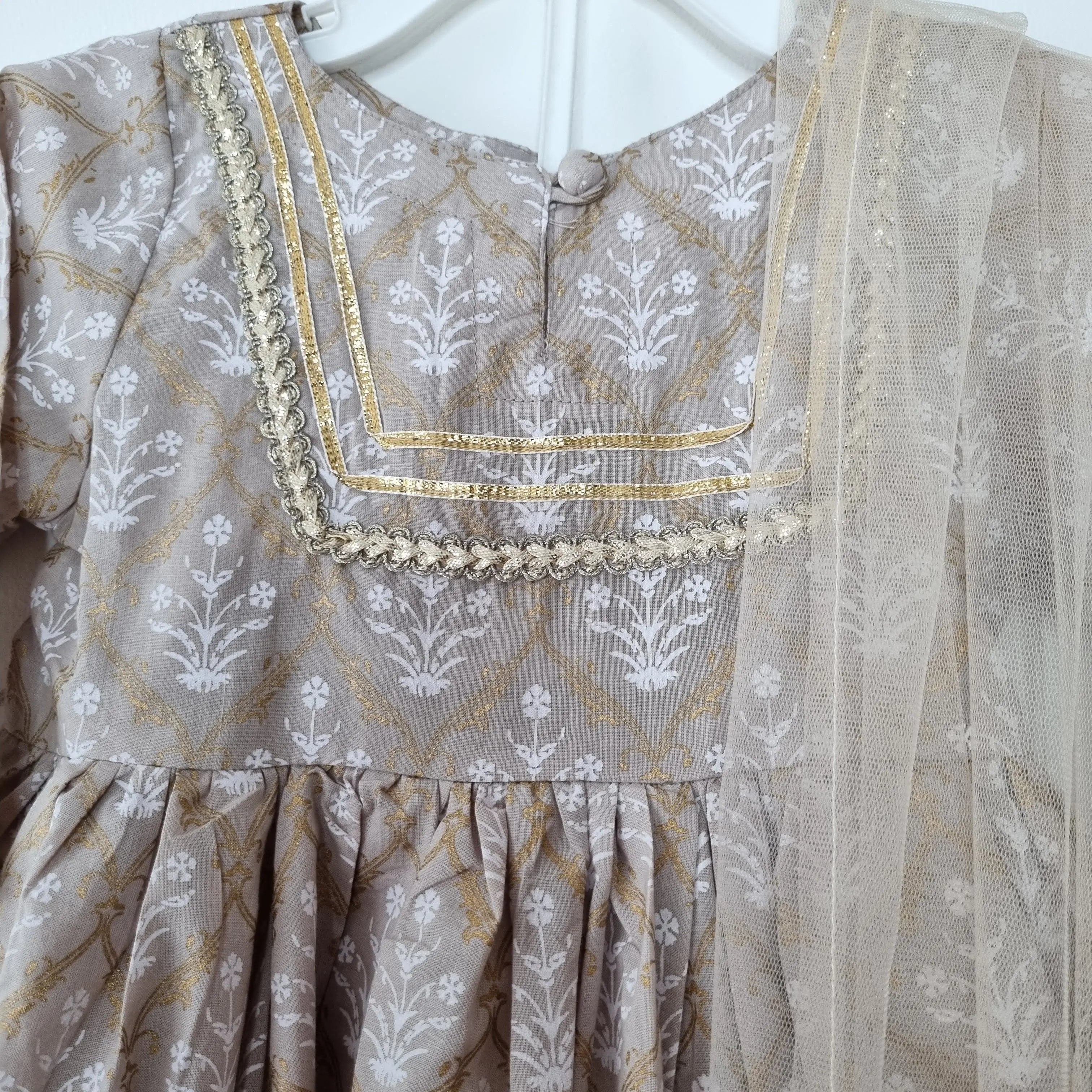 Elegant Gotta Anarkali with Matching Salwar & Net Chunni - Nimbu Kids