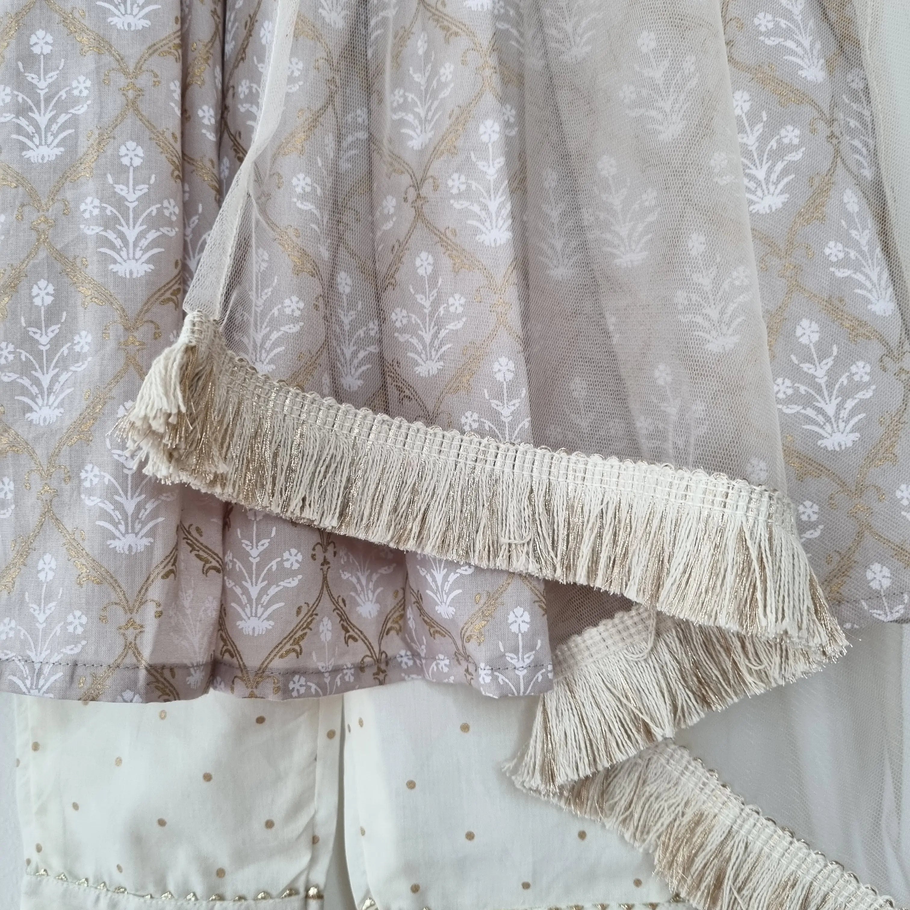 Elegant Gotta Anarkali with Matching Salwar & Net Chunni - Nimbu Kids