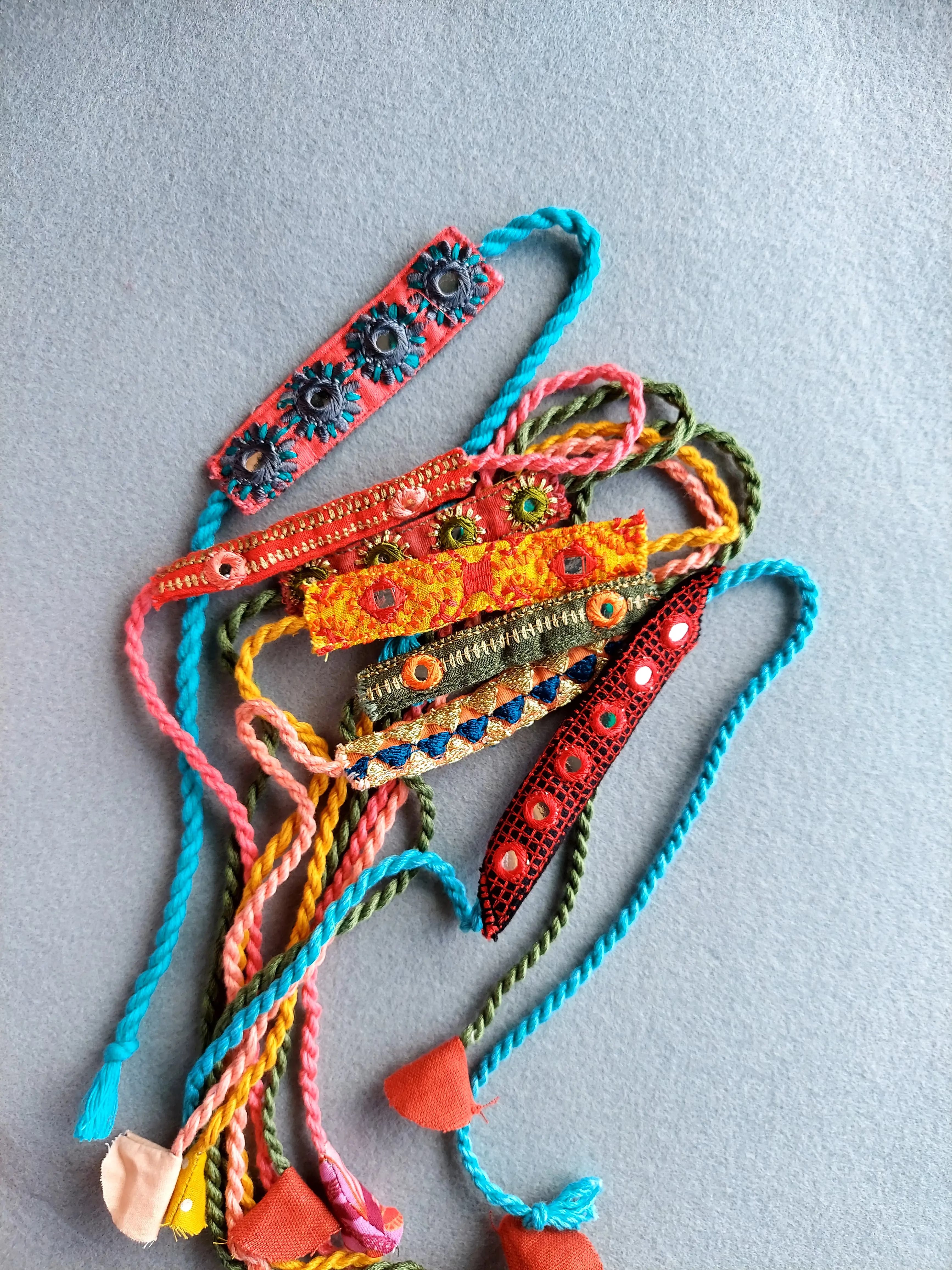Upcycled Handmade Mirror Rakhi Nimbu Kids