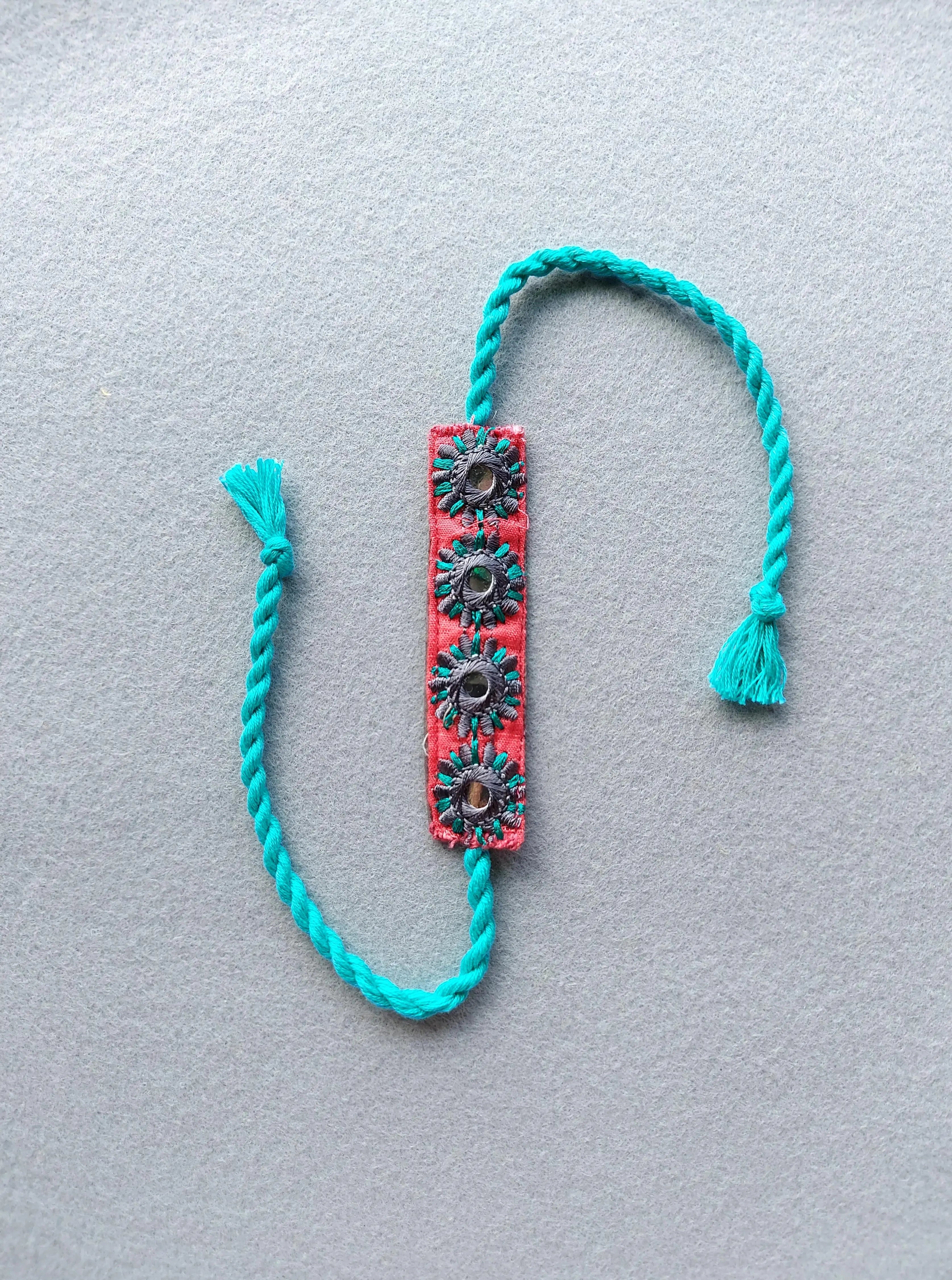 Upcycled Handmade Mirror Rakhi Nimbu Kids
