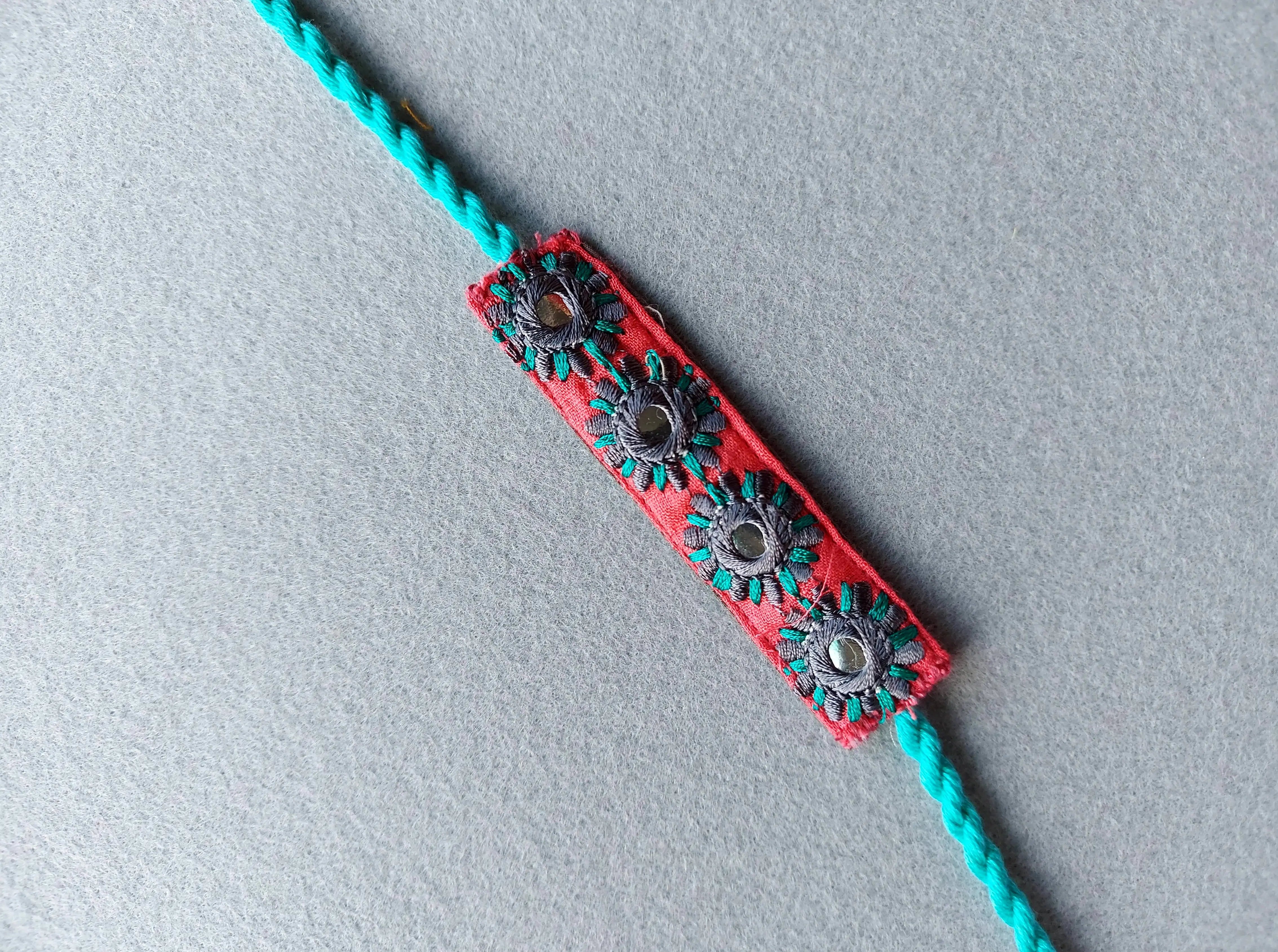 Upcycled Handmade Mirror Rakhi Nimbu Kids