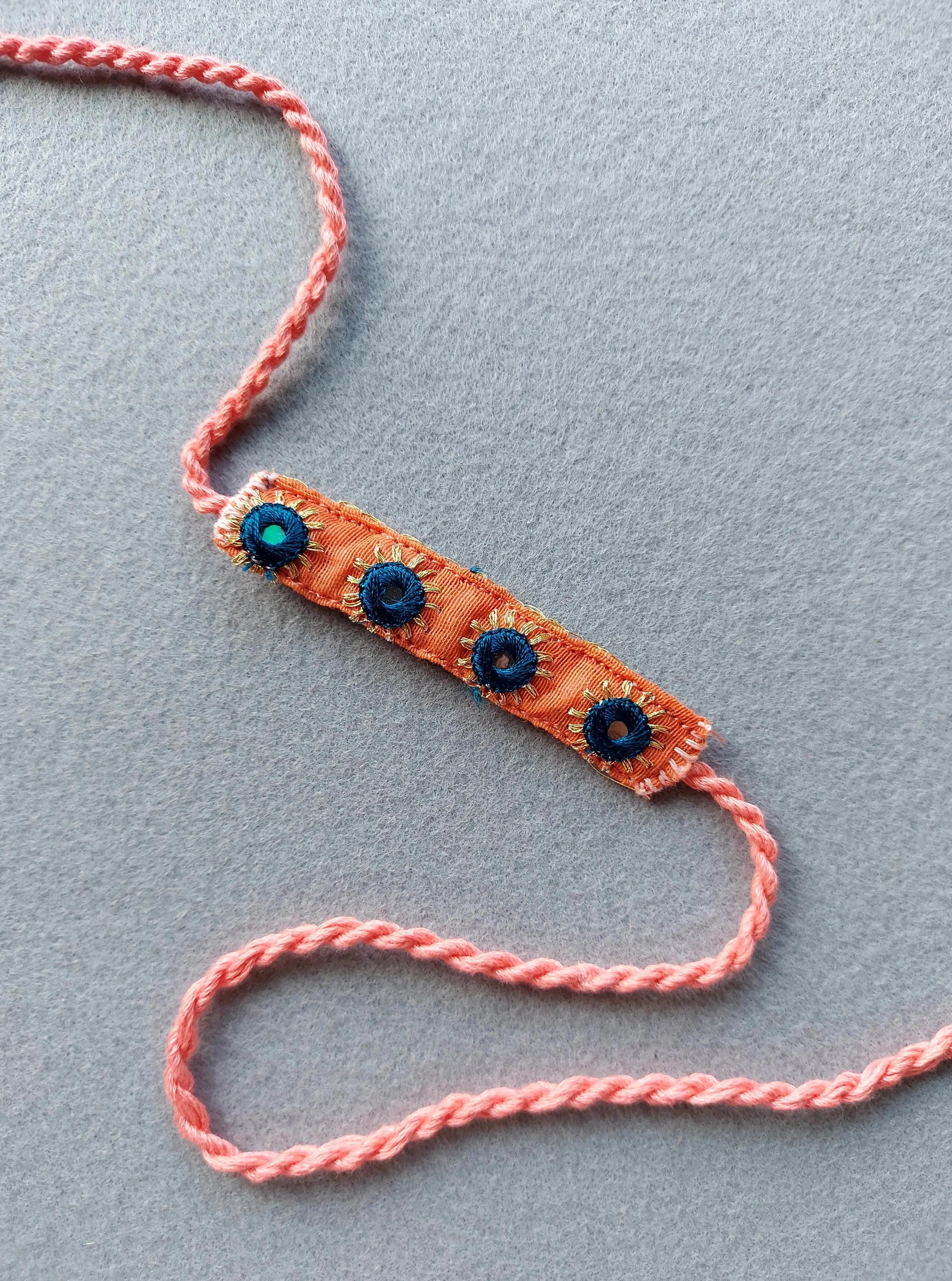 Upcycled Handmade Peach Love Rakhi Nimbu Kids