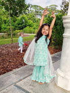 Sea Breeze Paisley Girls Sharara Set in Blue Nimbu Kids Singapore